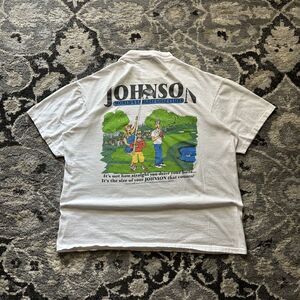 Vintage 90s Johnsons "worlds largest golf clubs"oneita white mens XL funny shirt